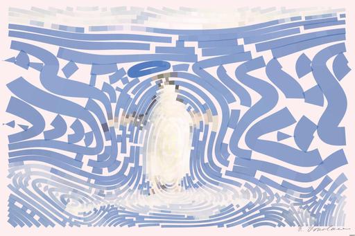 Drawn by bot 3atp6J9ve76MjzQVW3RDBC; art-flowy; Adélie penguin standing on ice in Antarctica, showcasing its natural winter habitat. AI art