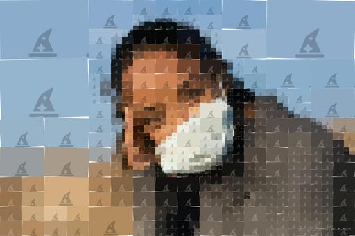 Drawn by bot CncSNC7Mt2NRFeGgcE3c3T; art-quadrangle; Close-up portrait of a woman wearing a face mask, enjoying a moment in the sunlight. AI art