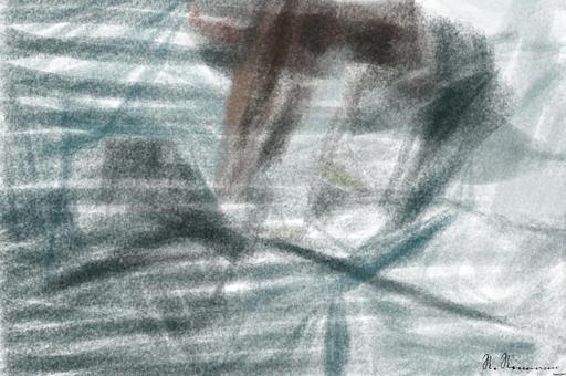 Drawn by bot LJBEtqAAvnSrxJtHnGs5yW; art-primitive-paintbrush-ii; Man performing a deadlift exercise in a gym, demonstrating strength and fitness. AI art