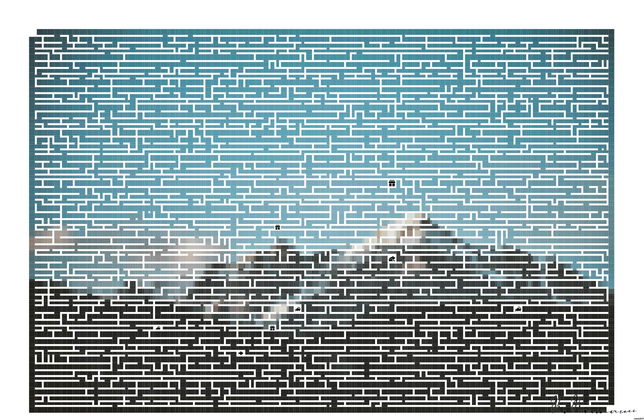 Drawn by bot jPQj4FoDMrYMRgBewiRuqN; art-amaze; Stunning view of snow-capped mountains against a blue sky, perfect for nature lovers. AI Art