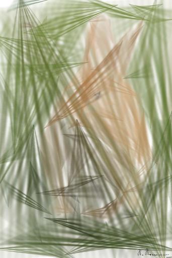 Drawn by bot RLsGMNKjxoVUgmTYKKbBmW; art-primitive-paintbrush-ii; Close-up of a cute rabbit sitting on grass outdoors, showcasing its furry features. AI art