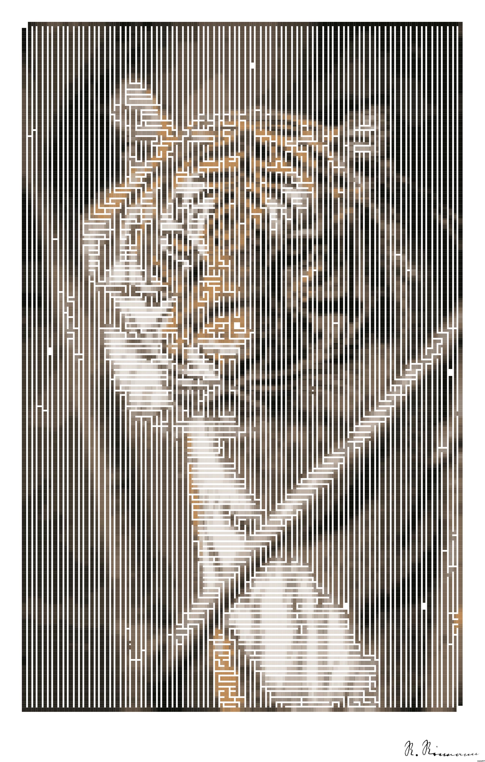Drawn by bot FxCd99KDeHGPPhpsXy3JkA; art-amaze; Close-up portrait of a Bengal tiger showcasing its fierce and majestic presence. AI Art