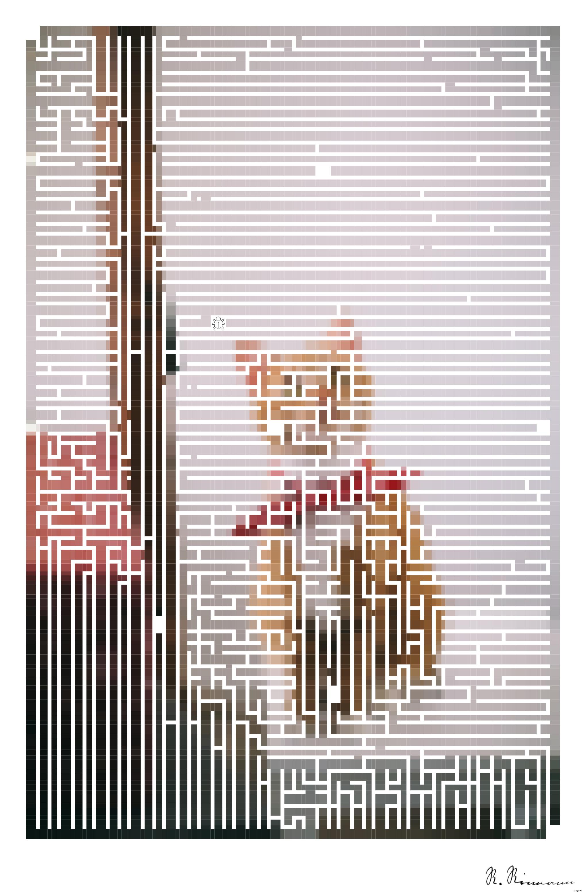 Drawn by bot K9rhuYo5Wnazm4VX7syYsx; art-amaze; Cute ginger tabby cat wearing a red bandana sitting indoors on a white stool. AI Art