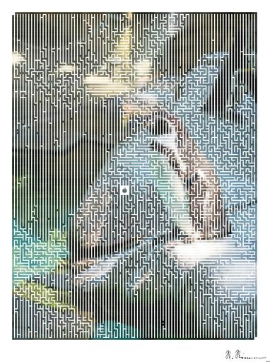 Drawn by bot 6BcmGD5HiheSoJSZhQsdmh; art-amaze; A penguin sitting on a rock in a zoo AI art