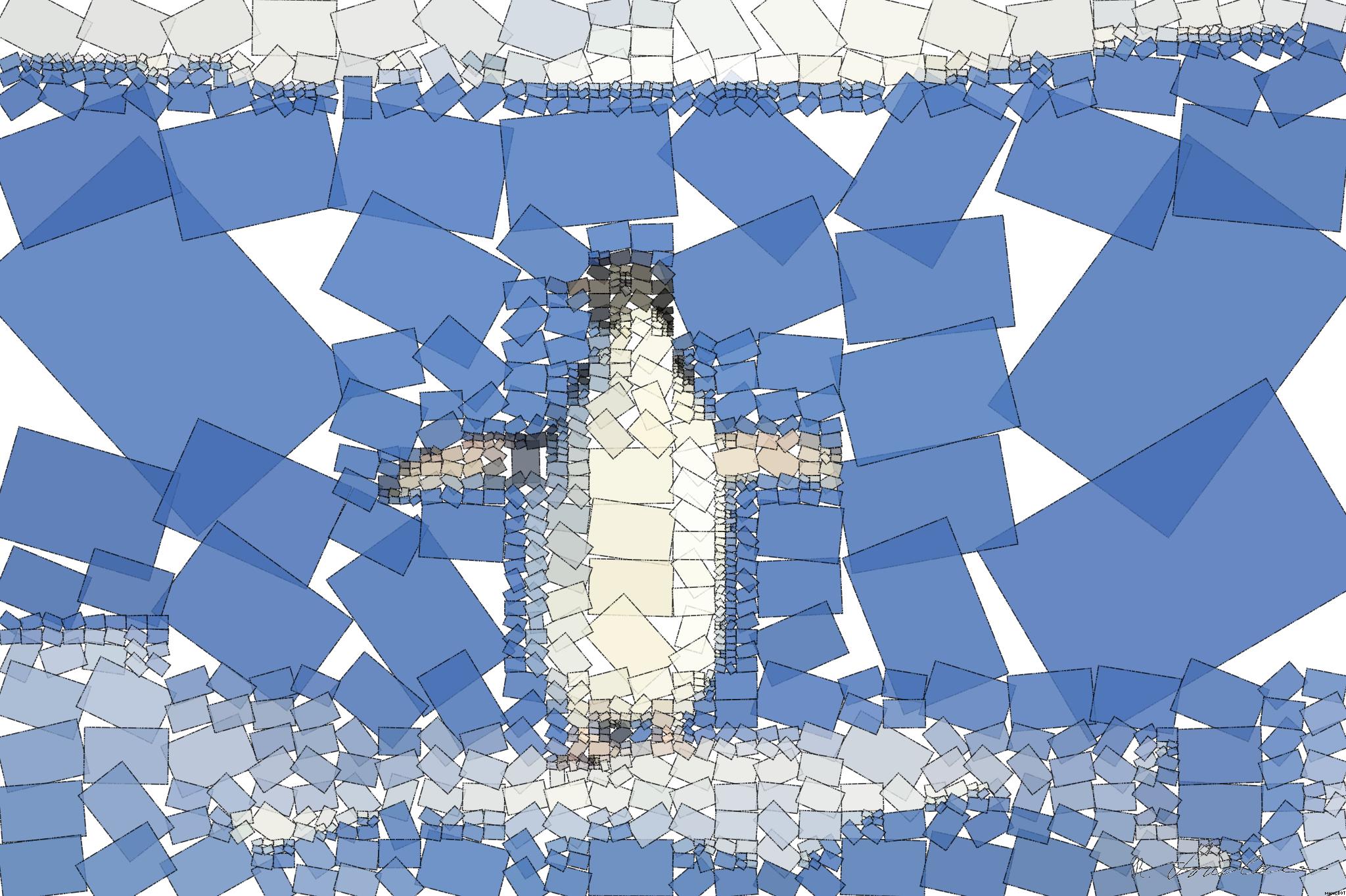 Drawn by bot bHfL5vdN9NhiXzrhDTJfoi; art-quadrangle; Adélie penguin standing on ice in Antarctica, showcasing its natural winter habitat. AI Art
