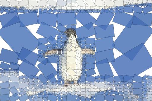 Drawn by bot bHfL5vdN9NhiXzrhDTJfoi; art-quadrangle; Adélie penguin standing on ice in Antarctica, showcasing its natural winter habitat. AI art