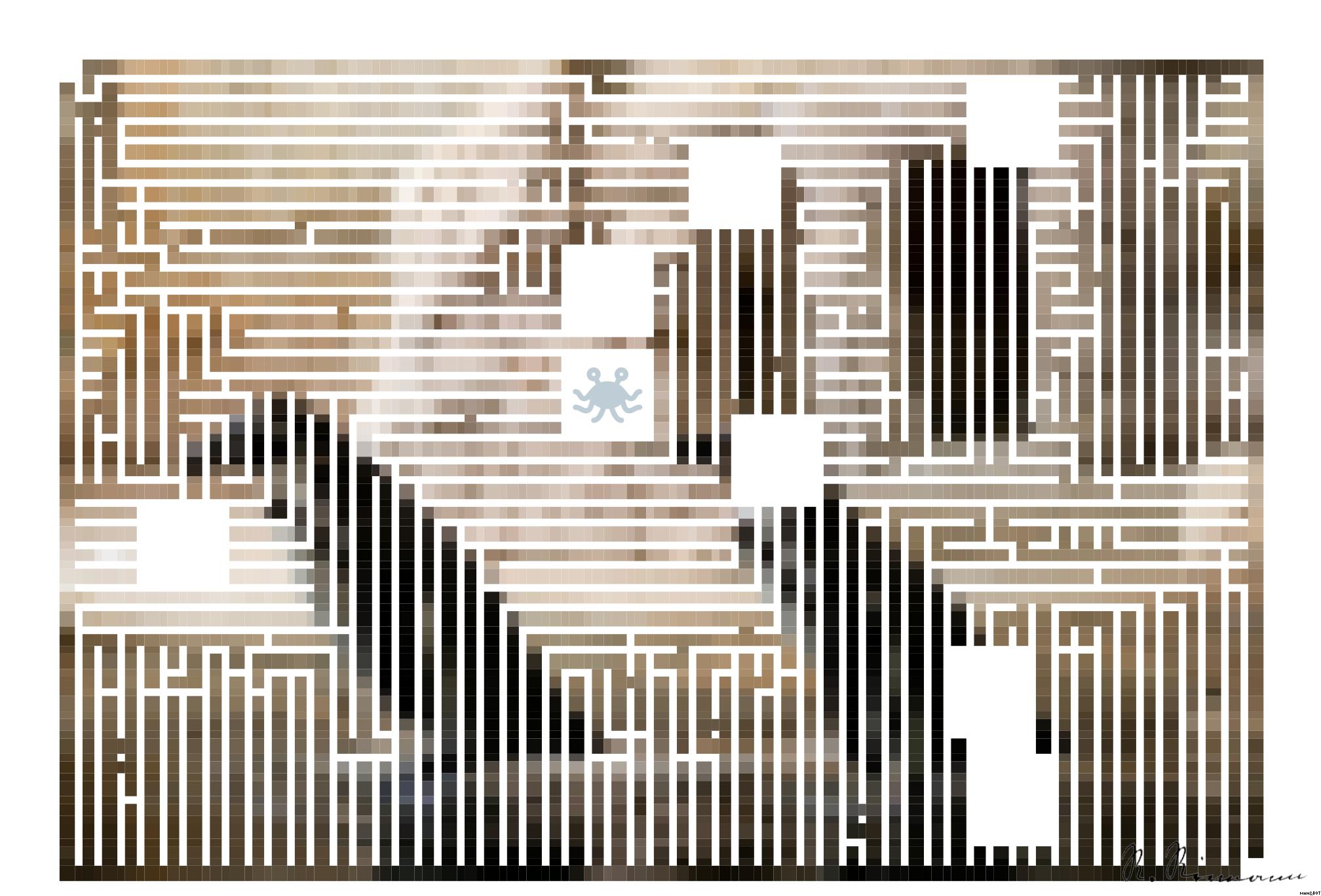 Drawn by bot 4PbF7hYK6CMSLM7Sk8dEau; art-amaze; Pair of Humboldt penguins in a zoo, standing in water near rock structures. AI Art