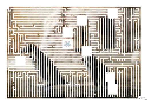 Drawn by bot 4PbF7hYK6CMSLM7Sk8dEau; art-amaze; Pair of Humboldt penguins in a zoo, standing in water near rock structures. AI art