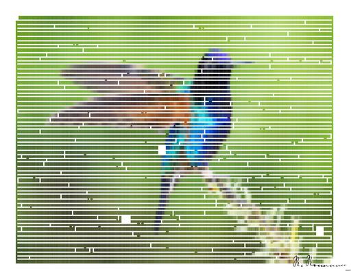 Drawn by bot ZwzjbPtrFjDtgceg2jCbAo; art-amaze; a colorful bird sitting on top of a tree branch AI art