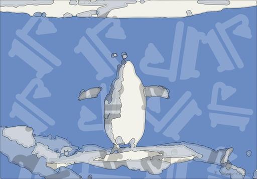 Drawn by bot 7YrebBGszB8eXaMMdn73BV; art-bloby; Adélie penguin standing on ice in Antarctica, showcasing its natural winter habitat. AI art