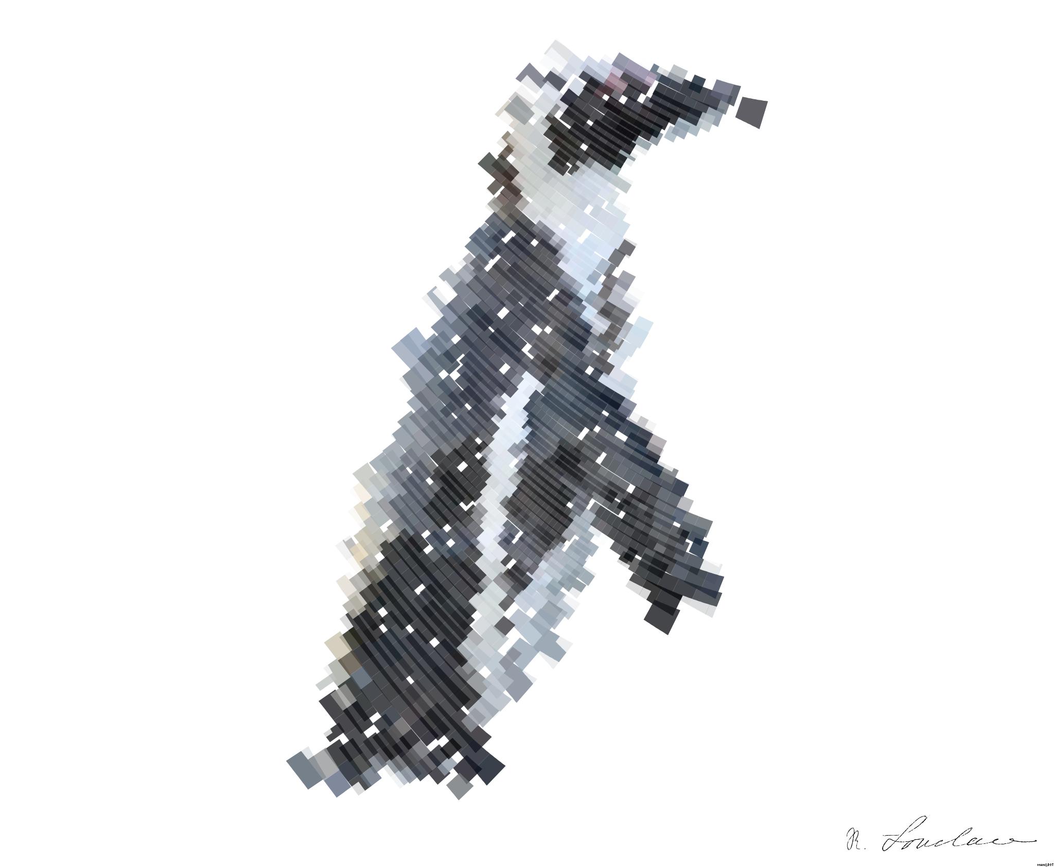 Drawn by bot SC97zhSTtdVk2sk9q5nTsR; art-flowy; African Penguins on the seashore. African Penguins (Spheniscus demersus) on Boulders Beach near Simons Town on the Cape Peninsula, South Africa. AI Art
