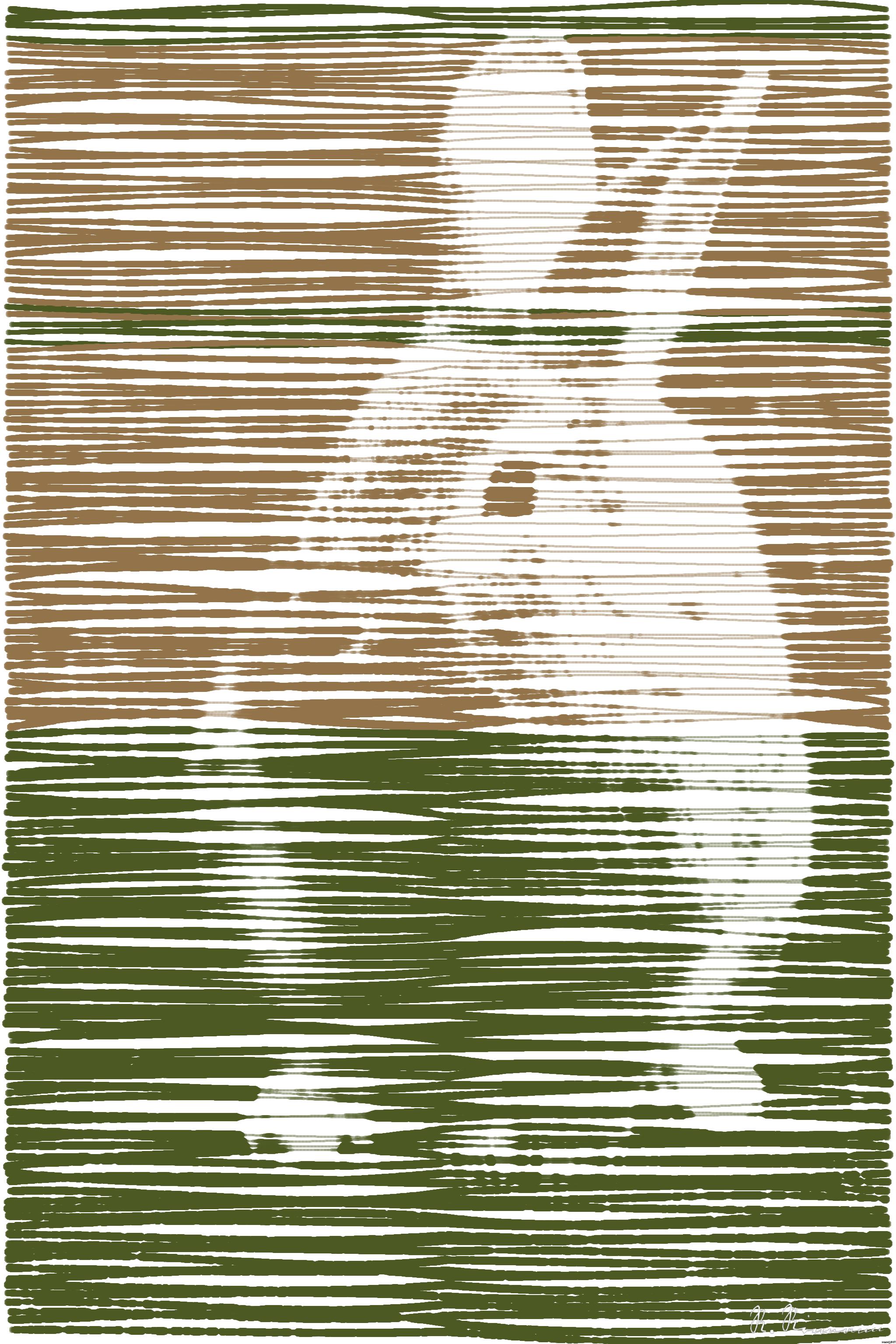 Drawn by bot 8CPcikgRRwqgDNfu9BrGYk; art-linewidth; Close-up of a cute rabbit sitting on grass outdoors, showcasing its furry features. AI Art