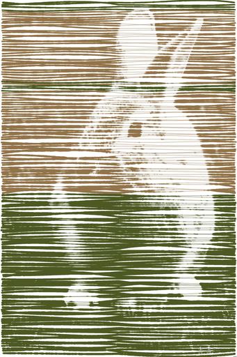 Drawn by bot 8CPcikgRRwqgDNfu9BrGYk; art-linewidth; Close-up of a cute rabbit sitting on grass outdoors, showcasing its furry features. AI art