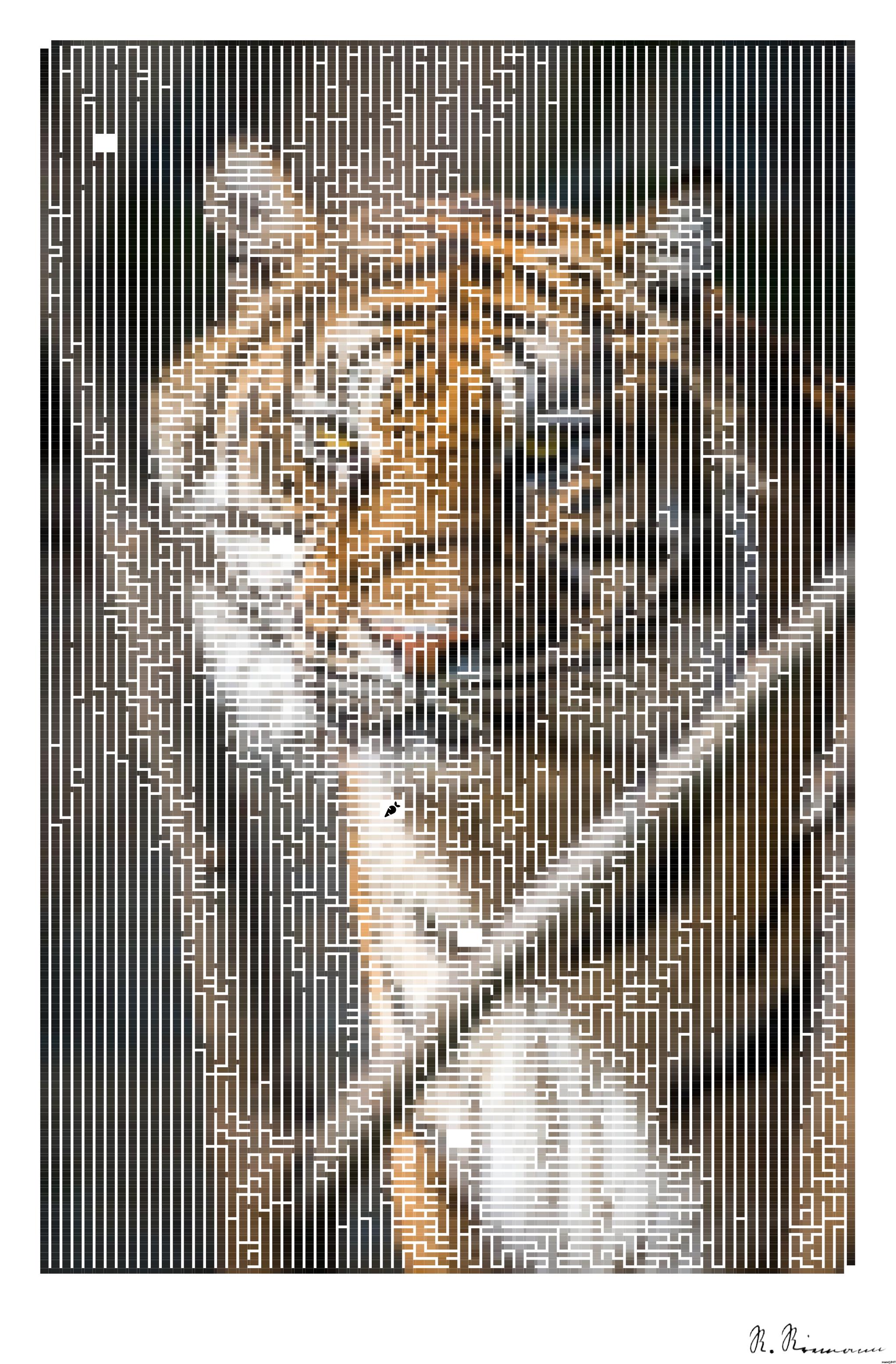 Drawn by bot KDWWxq3e6KaHfPorzge6rs; art-amaze; Close-up portrait of a Bengal tiger showcasing its fierce and majestic presence. AI Art