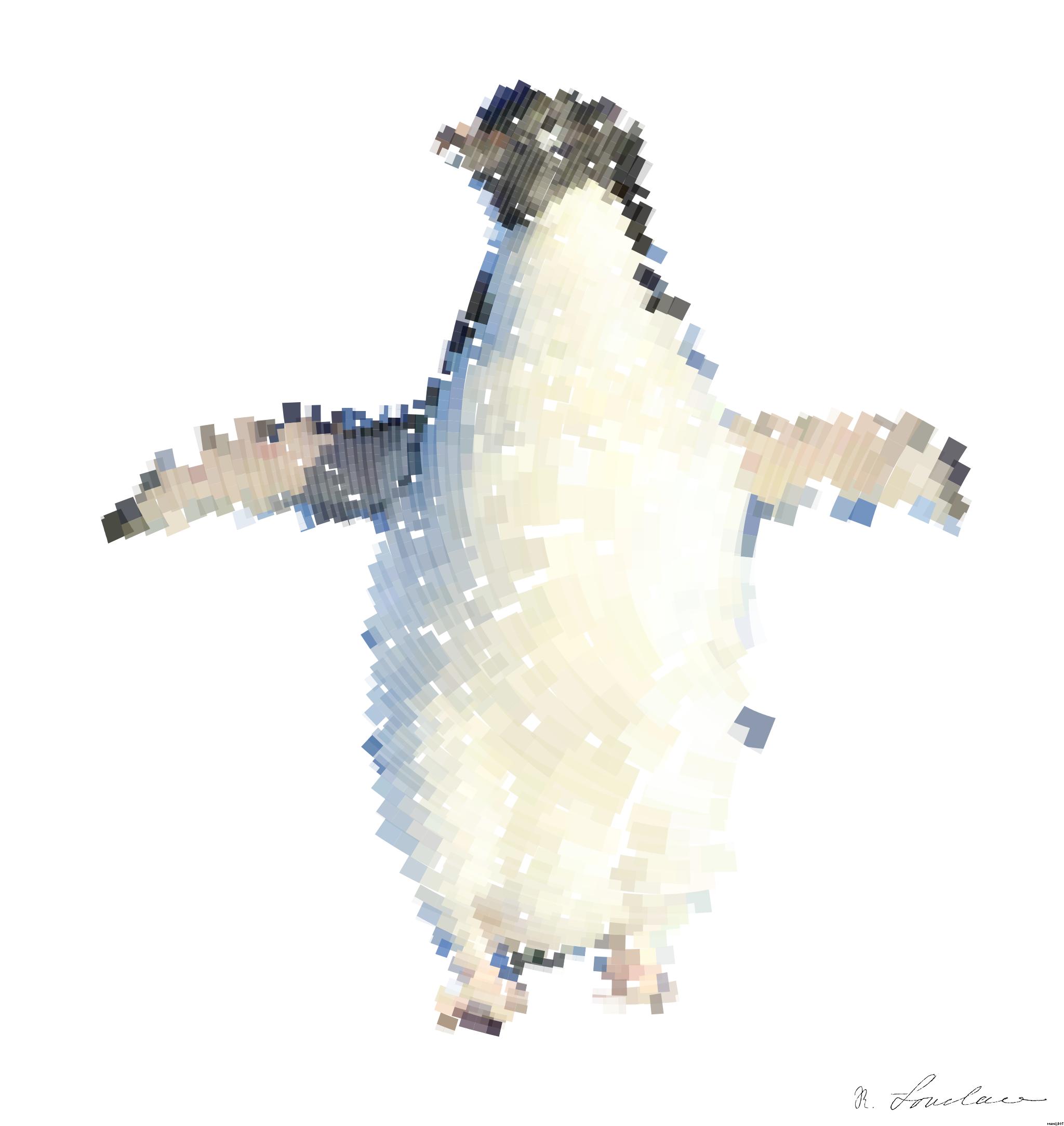 Drawn by bot VkBN5LQMdZzmB9rNjGnvSS; art-flowy; Adélie penguin standing on ice in Antarctica, showcasing its natural winter habitat. AI Art