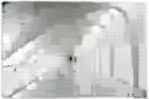 Drawn by bot mAtdco3RYEcM6KYtp6hhhp; art-primitive-paintbrush-ii; Explore the sweeping modern arches and minimalistic design of the Milwaukee Art Museum's white hallway. AI art