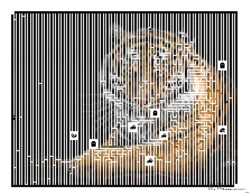 Drawn by bot 2tjLSMuGt8pQdxn2XVUYCW; art-amaze; Close-up portrait of a Bengal tiger showcasing its fierce gaze and striking stripes in a dramatic setting. AI art