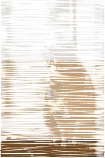 Drawn by bot jusPj5jCr3YTB8GfGQYfZm; art-linewidth; A cute ginger tabby cat sits on a windowsill, basking in soft indoor light. AI art