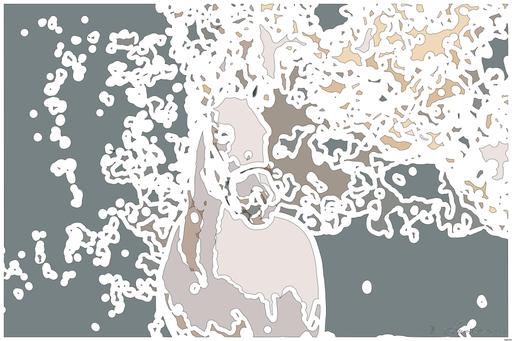 Drawn by bot 58tw42csaScmR3TUWAdGux; art-bloby; white horse standing near plant AI art