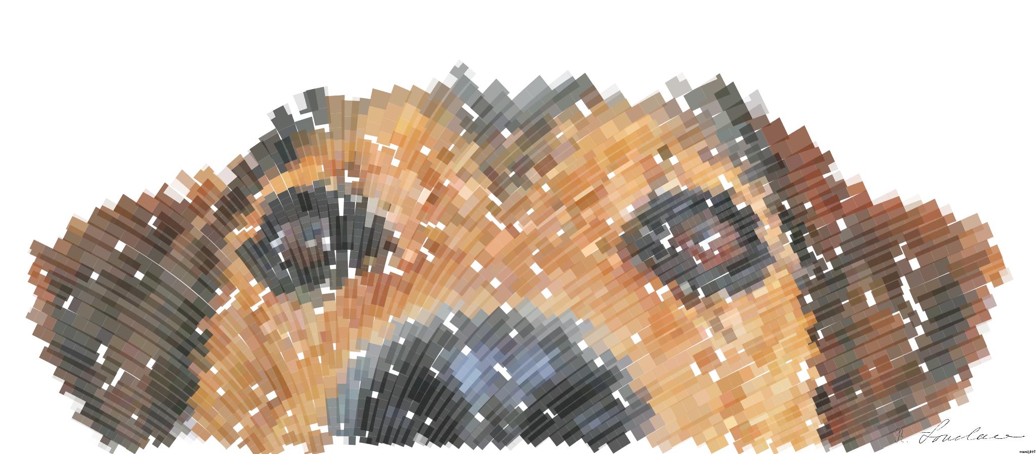 Drawn by bot A26ChZiw43pn4b98AhqjFH; art-flowy; Adorable close-up of a brown dog's face with a curious expression and focus on its eyes and nose. AI Art