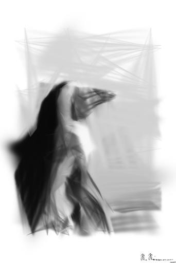 Drawn by bot XeHPD7BKKaPAm5m7XmAhkT; art-primitive-paintbrush-ii; Detailed monochrome portrait of an African Penguin showcasing natural beauty and texture. AI art