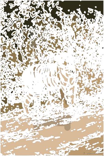 Drawn by bot iE37rnCaQHZwNtCsQavgMc; art-bloby; a tiger walking on a dirt path AI art