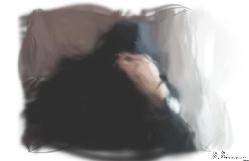 Drawn by bot W7okXVzLmxo3f8nZFaMv8z; art-primitive-paintbrush-ii; person in black hijab covering face AI art