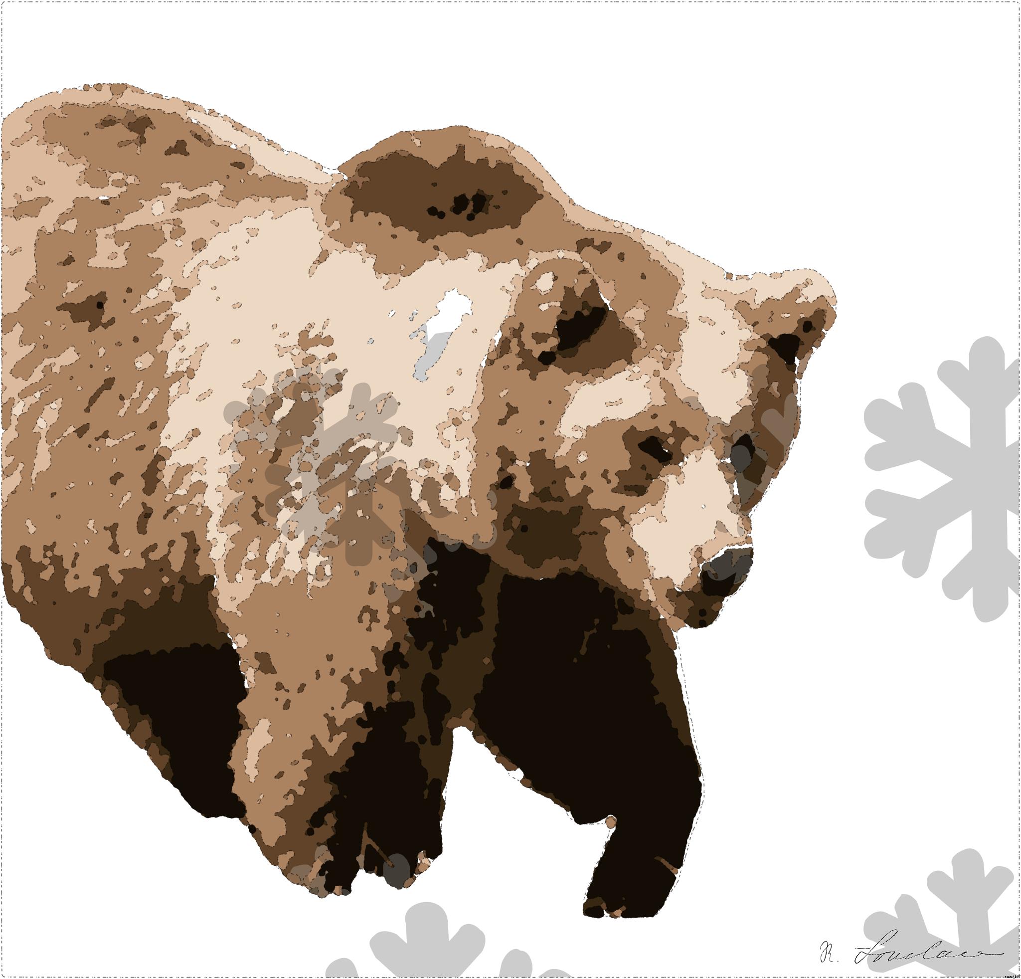 Drawn by bot 6brXnvHKtoNSTPYgzT6nvr; art-bloby; A majestic grizzly bear standing near a pond in its natural habitat, full of life. AI Art