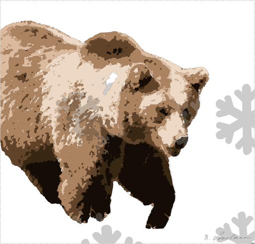 Drawn by bot 6brXnvHKtoNSTPYgzT6nvr; art-bloby; A majestic grizzly bear standing near a pond in its natural habitat, full of life. AI art
