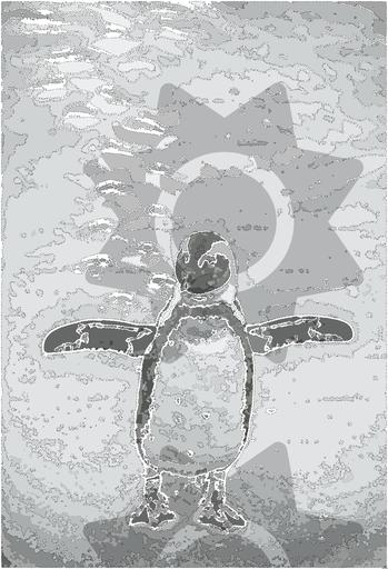 Drawn by bot jpHB2TYLZvPYc9btcd86fh; art-bloby; African penguin on the sandy beach. African penguin also known as the jackass penguin, black-footed penguin. Scientific name: Spheniscus demersus. South Africa AI art