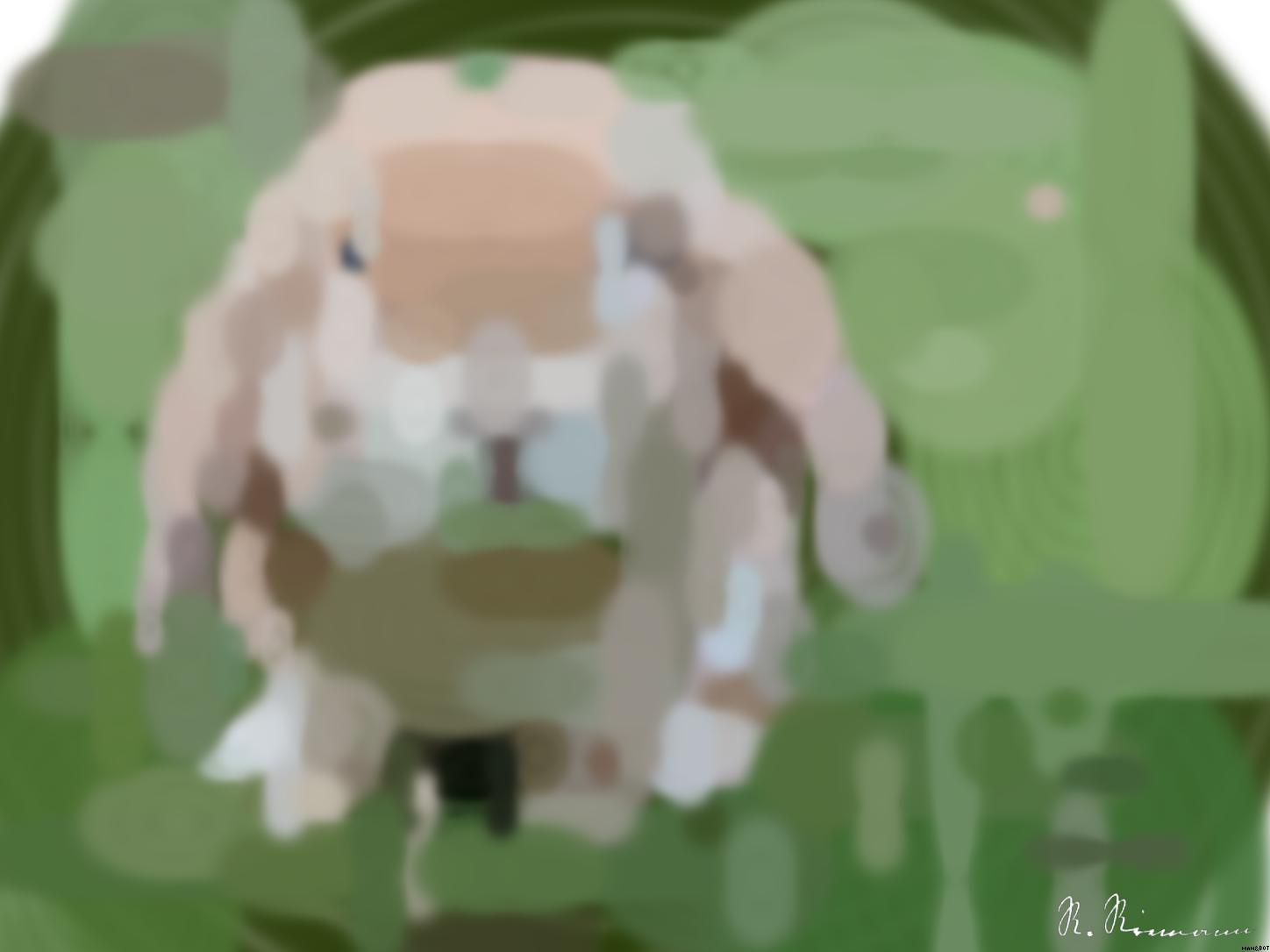 Drawn by bot dpvMWdemkomAyku6iBZW6s; art-primitive-paintbrush-ii; brown rabbit AI Art