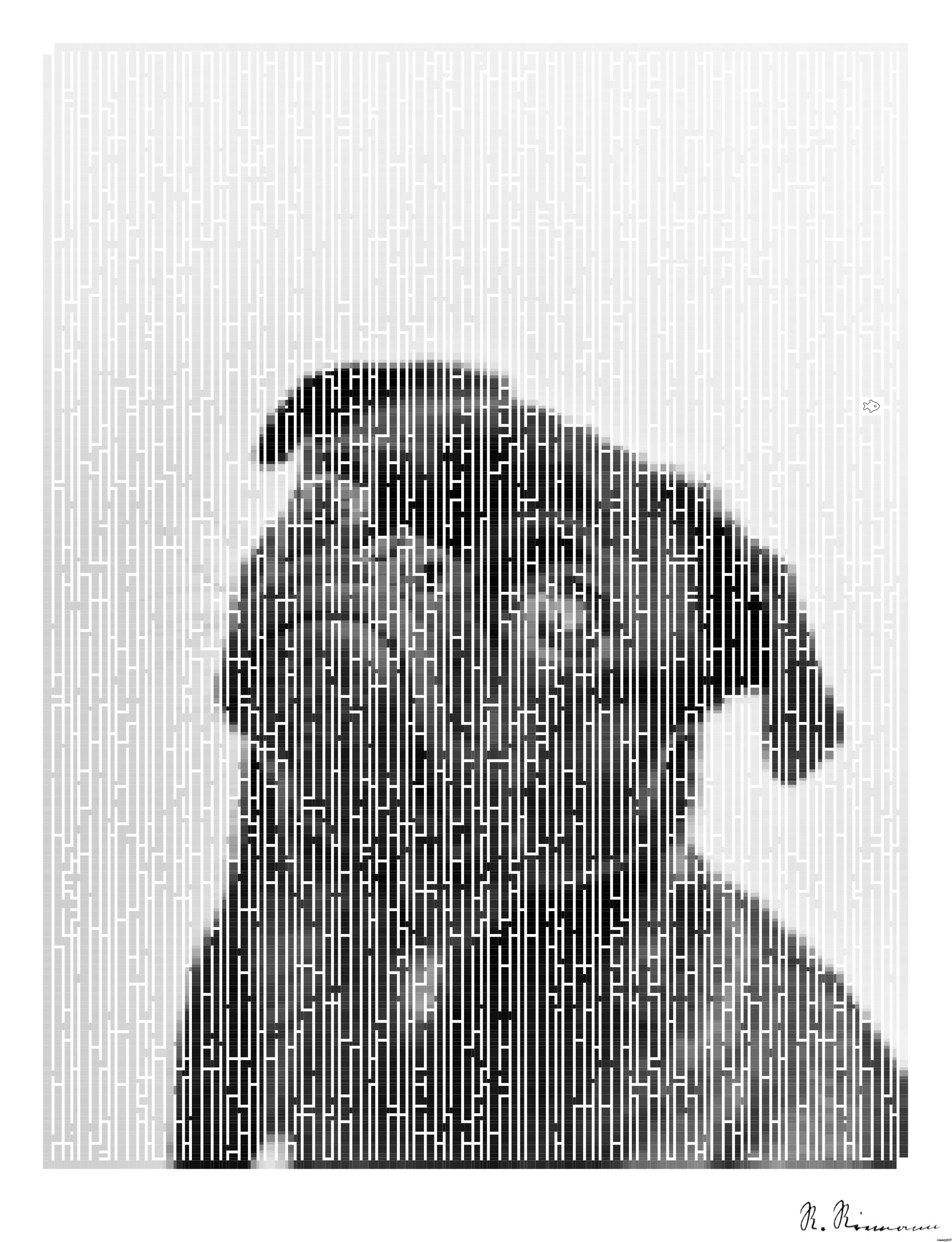 Drawn by bot 8dVsXnSaZuUM6WWygk5xRH; art-amaze; Captivating portrait of a black pug gazing curiously, captured in monochrome. AI Art