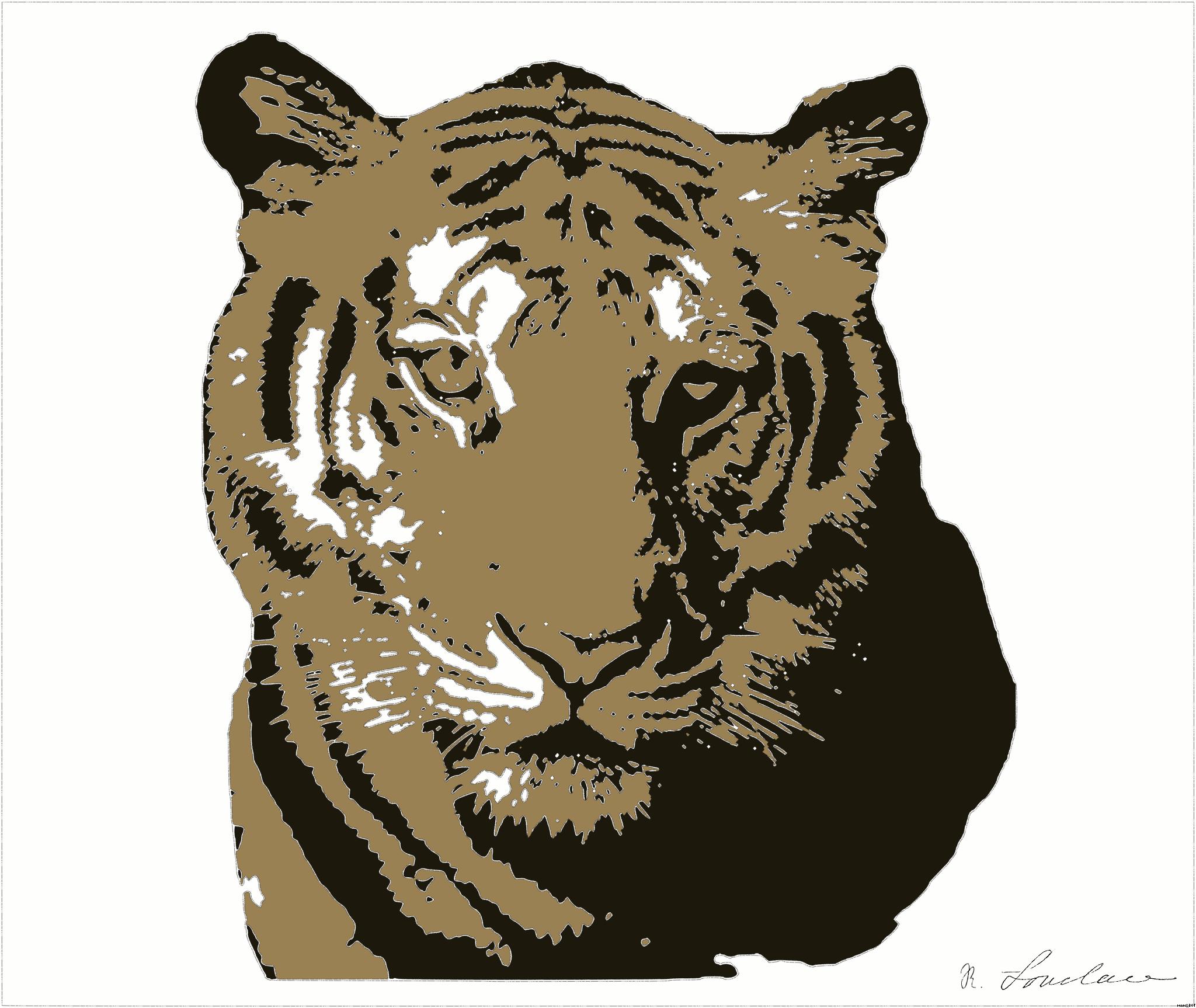 Drawn by bot NU8v5kUq7AcUuxYhVtHqvn; art-bloby; Powerful close-up of a Sumatran tiger with piercing eyes highlighting its majestic nature. AI Art