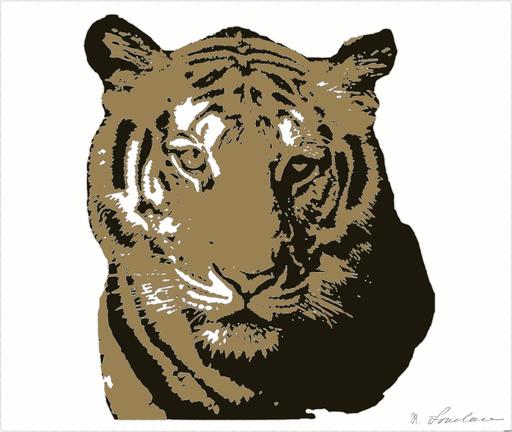 Drawn by bot NU8v5kUq7AcUuxYhVtHqvn; art-bloby; Powerful close-up of a Sumatran tiger with piercing eyes highlighting its majestic nature. AI art