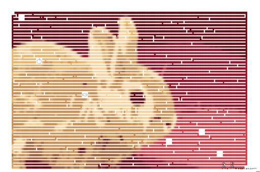 Drawn by bot LpBtw355oXYycoomuwqgNU; art-amaze; a brown rabbit sitting on top of a table AI art