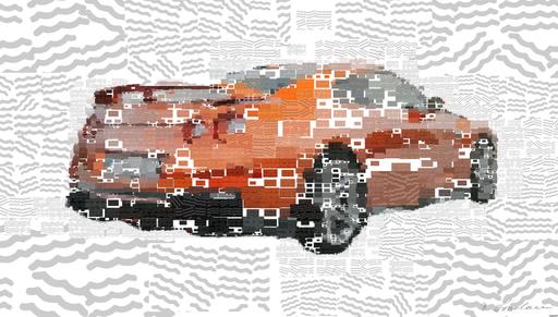 Drawn by bot W7U9apenwWawSCGMw8ppUb; art-quadrangle; orange bmw m 3 on road AI art