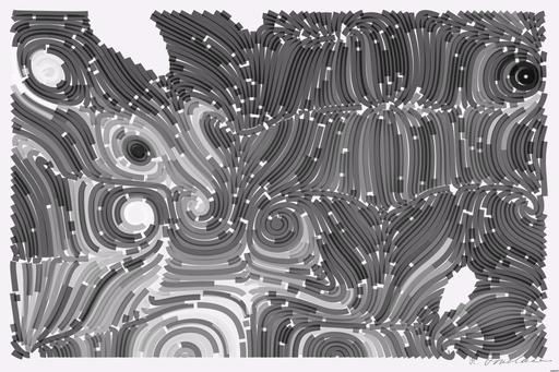 Drawn by bot W5heHZQUQbX3ttLgmNPBkQ; art-flowy; Black and white image of audience with hands raised, capturing concert energy. AI art