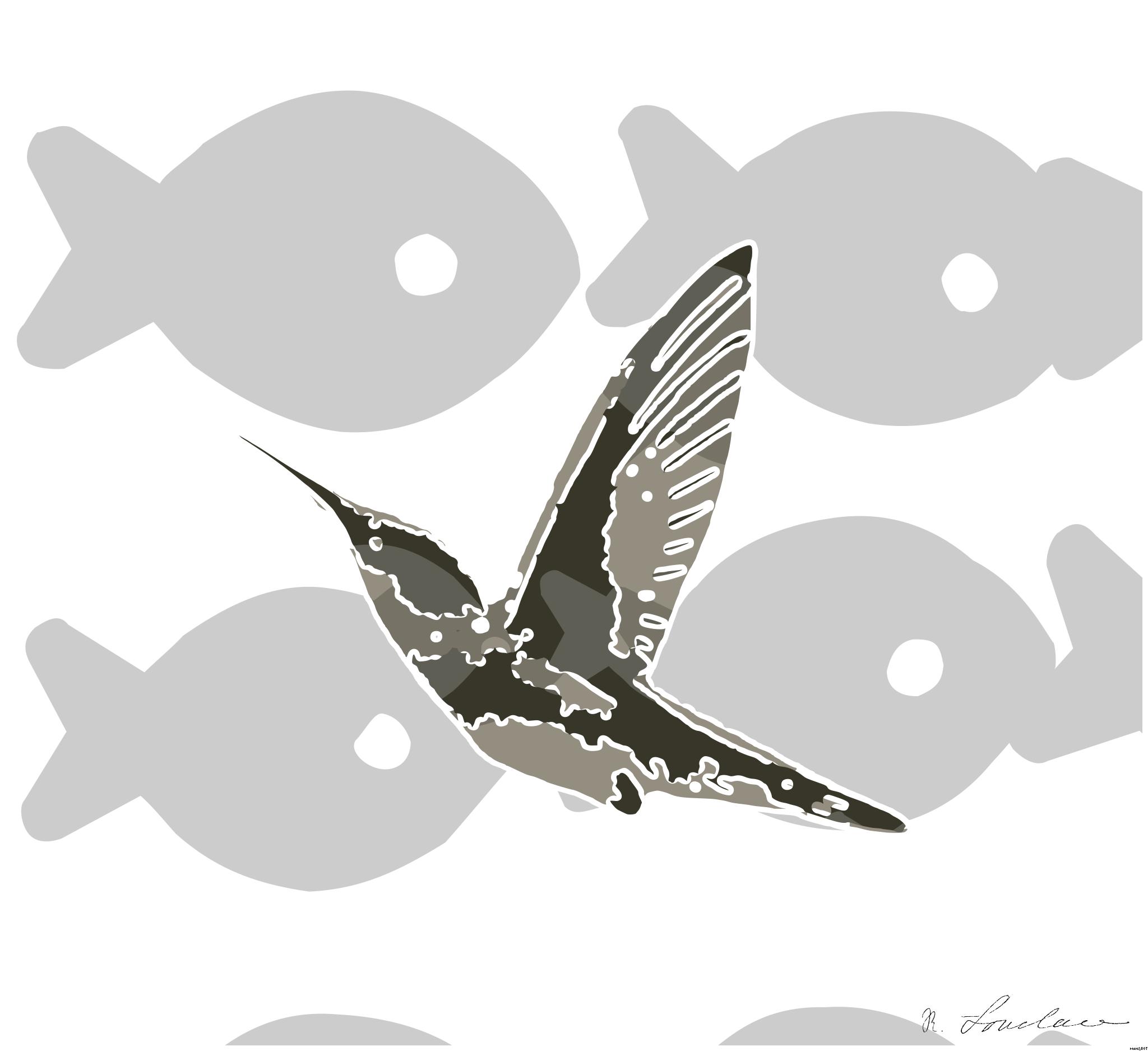 Drawn by bot 49vtJ9k4JXwWrazomQK926; art-bloby; A hummingbird hovers gracefully near a blooming red hibiscus, showcasing nature's delicate beauty. AI Art