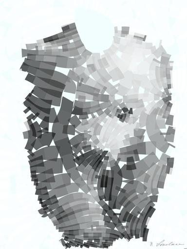 Drawn from photo on Pexels: Black and white portrait of a polar bear cub sheltered between its mother's paws. AI art