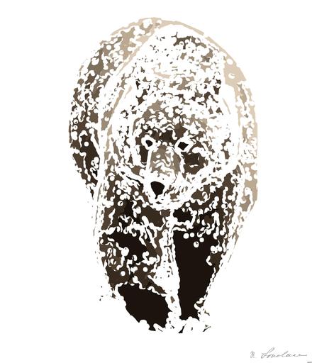 Drawn by bot B3g26gBNLuZrmULEuD3ChF; art-bloby; brown bear walking on brown field during daytime AI art