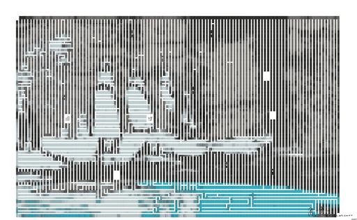 Drawn by bot Tg9u5syadmoPLz985r3pRr; art-amaze; Group of Humboldt penguins gathering on rocks near the water's edge in a zoo setting. AI art