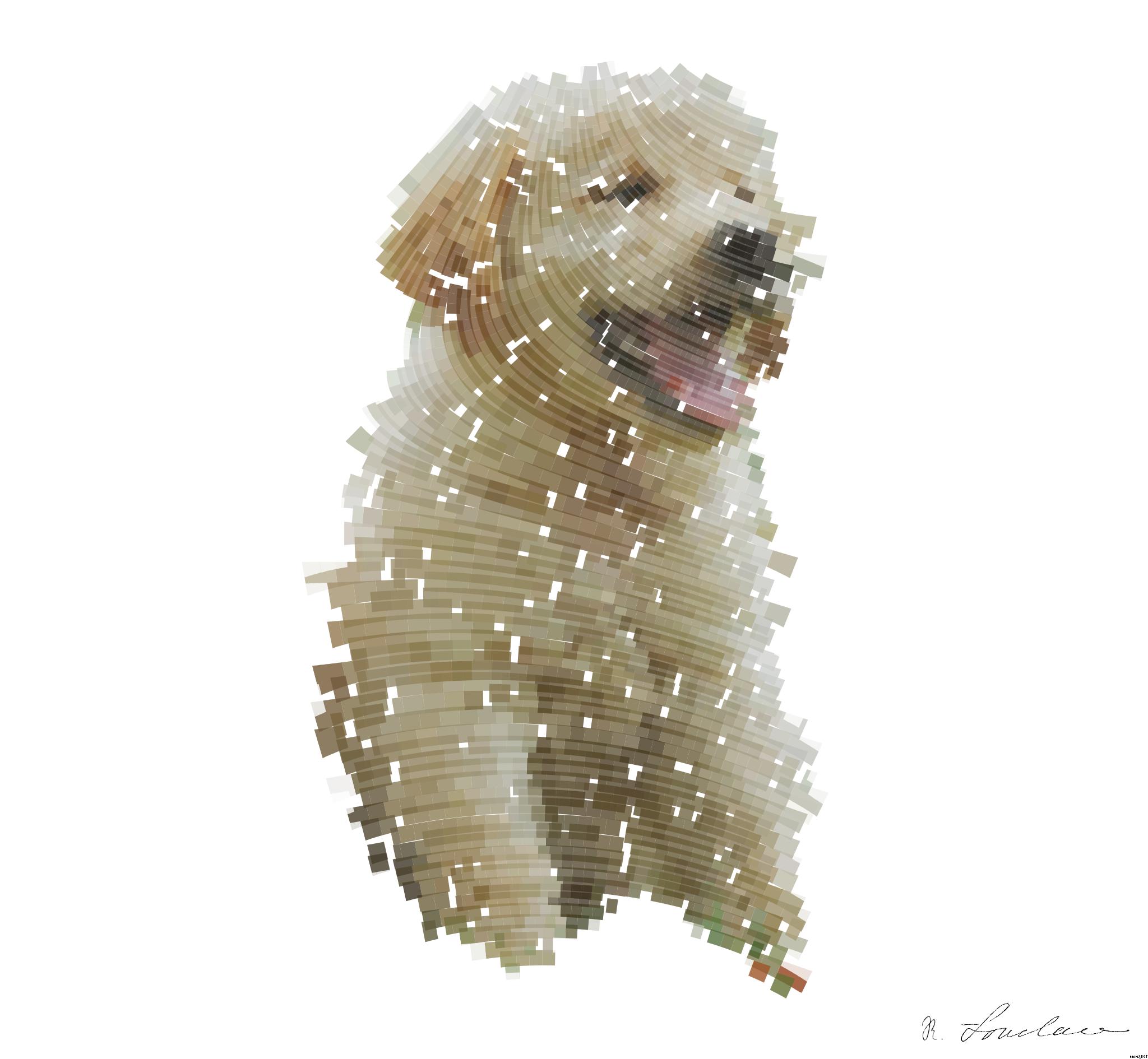 Drawn by bot StaonKqkiMZtd2P6XR6kPk; art-flowy; Adorable golden retriever puppies sitting in a field of flowers, enjoying a sunny day. AI Art