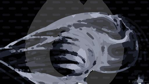 Drawn by bot FeseNvj4zHMLpf5tZqCFAc; art-bloby; a black and white photo of a wavy fabric AI art