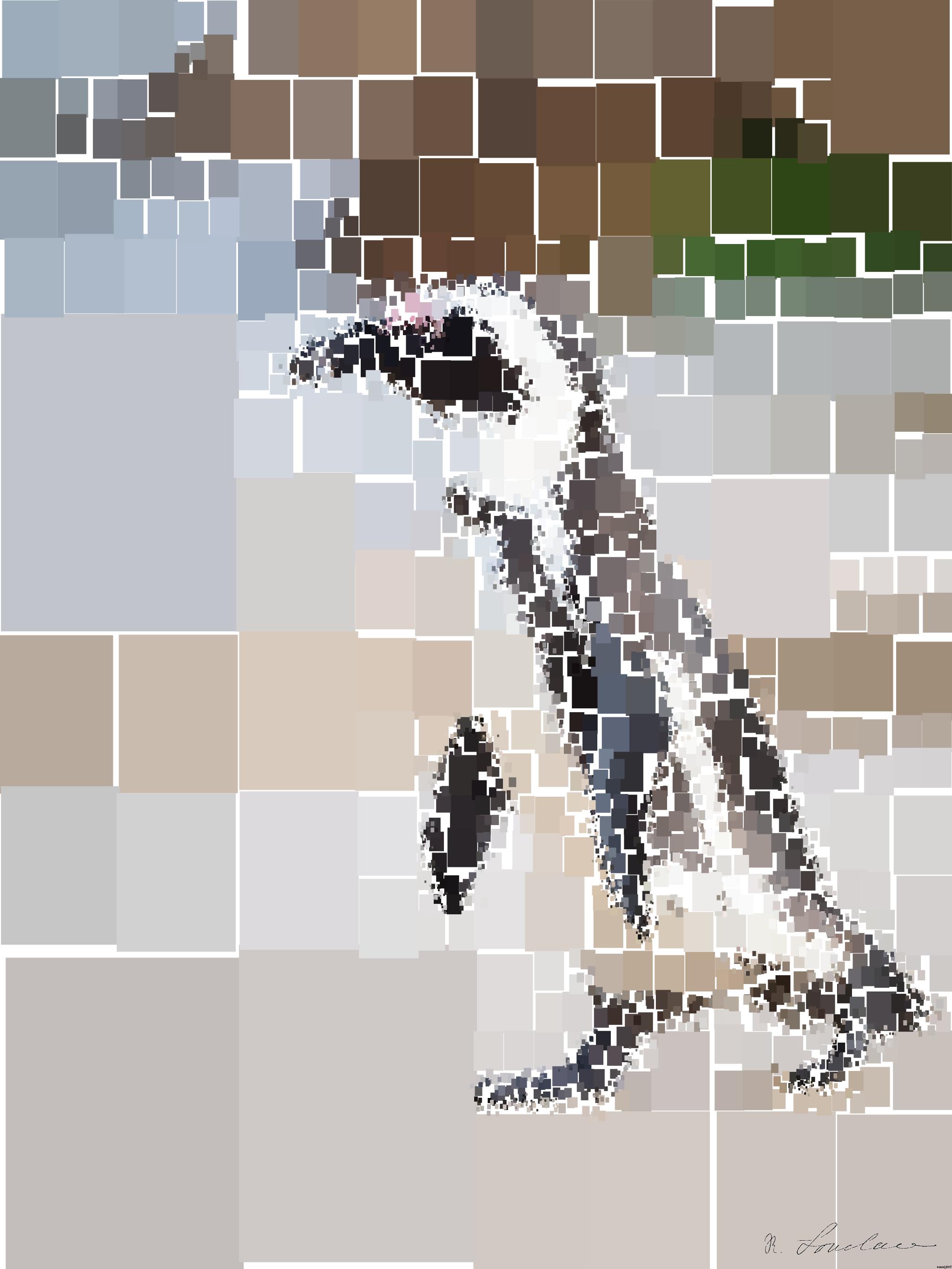 Drawn by bot PH6avgzehf47eR8Qq8iKsG; art-quadrangle; A solitary African penguin strolls along a sandy beach, showcasing its distinctive black and white feathers. AI Art