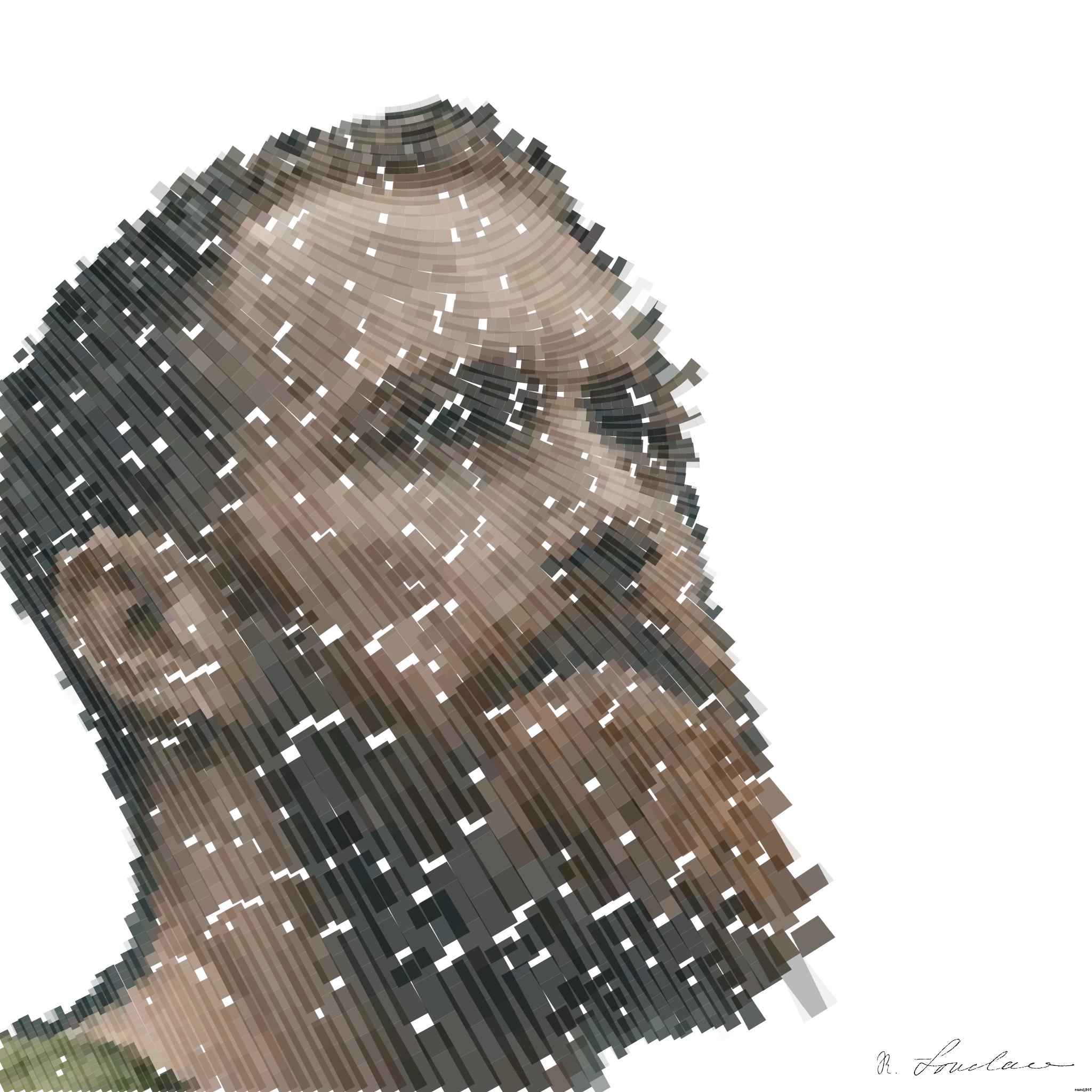 Drawn by bot WPZANGVTzQpY2Xs6S7xELu; art-flowy; man wearing green crew-neck t-shirt looking upwards AI Art