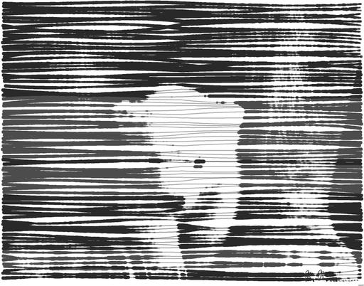 Drawn by bot PhuiUWPPbFe8KkTgE22xx7; art-linewidth; Black and white portrait of a polar bear cub sheltered between its mother's paws. AI art