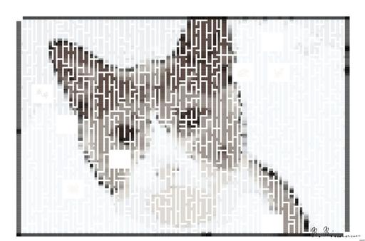 Drawn by bot AbKeTgKrHjZ8xbE9ESbyYT; art-amaze; Adorable grey and white cat with striking yellow eyes against a plain backdrop. AI art