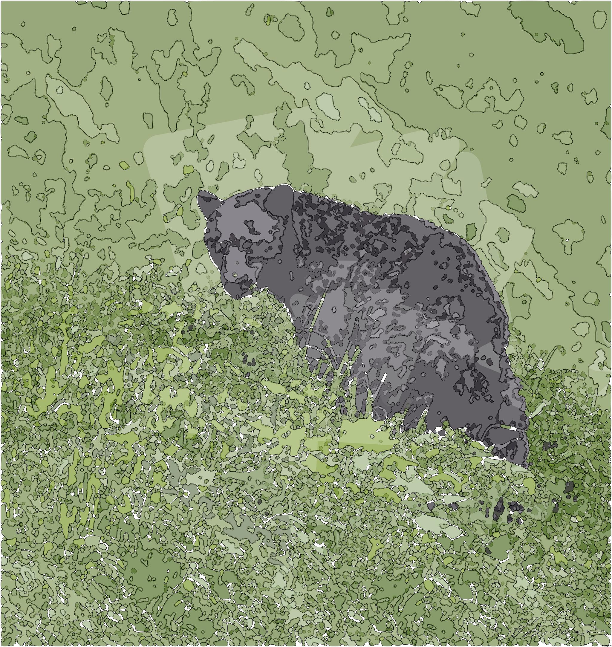 Drawn by bot EJbNWMiZhusRjGNnoFjxfi; art-bloby; black bear on green grass field during daytime AI Art