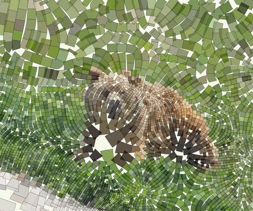 Drawn by bot FMYw4C6t3NbhU9Nu8HRGXh; art-flowy; brown bear on green grass field during daytime AI art