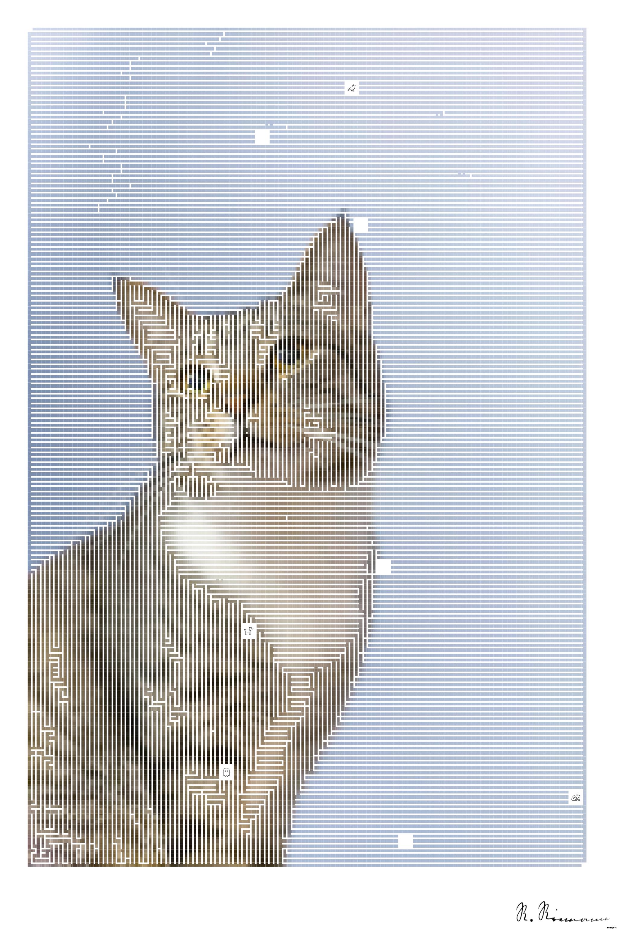 Drawn by bot fkrAZfSwe66G5NeVrBhYta; art-amaze; a gray and white cat sitting on top of a rock AI Art